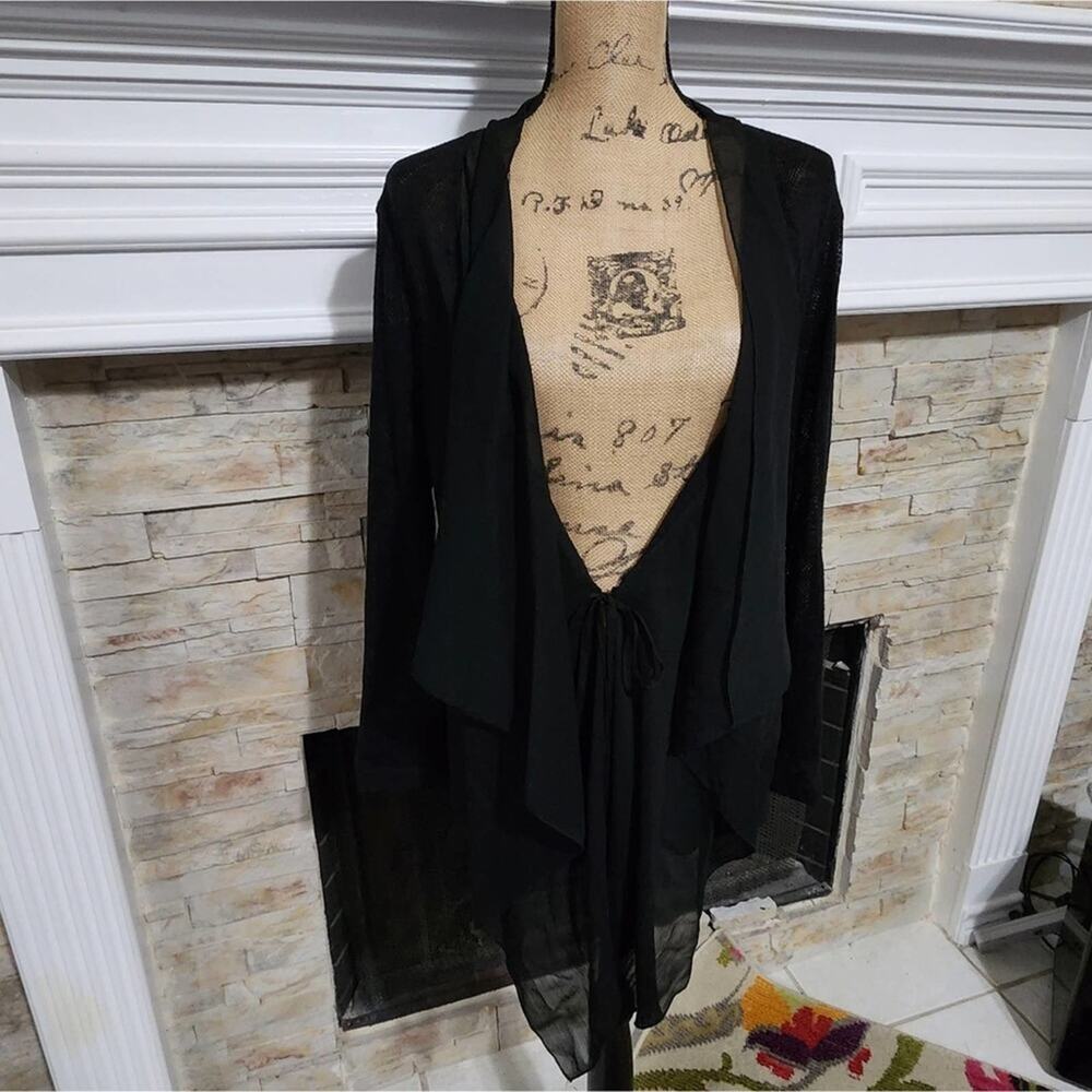 Multiples Slightly Sheer Asymmetrical Cardigan Bl… - image 1
